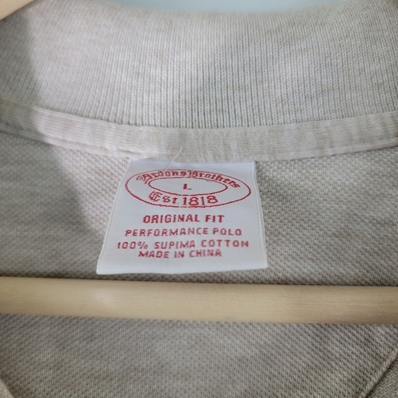 Brooks Brothers Original Fit Performance Polo Sz L Tan Long Sleeve Pima Cotton - Picture 9 of 11